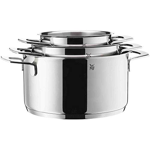 WMF 778046380 Vario Cuisine-Batería de Cocina de 4 Piezas con termómetro Integrado, Acero Inoxidable, 1.9 litros, Cromargan