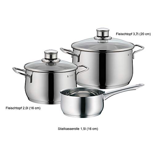WMF Diadem Plus Batería de Cocina (3 Piezas), Acero Inoxidable Pulido