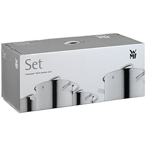 WMF Juego de ollas (5 Piezas) Olla, Tapa de Cristal, cazo de Merano, cromargan, Acero Inoxidable, pulidas, adecuadas para inducción y lavavajillas, Metal, Plata, 20 cm, 5 Unidades
