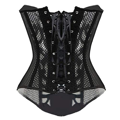 Woboren Vintage Brocado Encaje Cinta Ajustablee Lace Push-up Corsé para Mujer (Negro, 5XL)