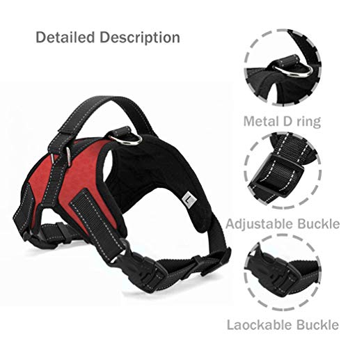 Wodondog Chaleco de arnés para Perros Tipo de Silla de Montar Transpirable Acolchado Suave Ajustable Arnés de Seguridad para el Pecho para Perros Grandes medianos pequeños (L)