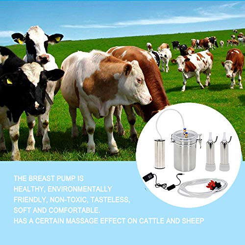 WOFEI Ordeñadora De Cabras Vaca, Fácil De Usar Ordeñadora Eléctrica para Cabra Vaca Máquina De Ordeño De Acero Inoxidable De Extractor De Leche para Uso Doméstico,For Cow
