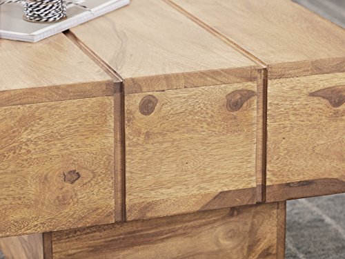 Wohnling Mesa Bodi Madera Maciza Acacia Diseño Salón Mesa 44 x 44 cm Cuadrado 30 cm Mesa Auxiliar Cube Modern Cuadrado Natural Madera Rústico de Estilo ausgefallen Indio marrón Salón Muebles