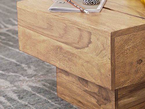 Wohnling Mesa Bodi Madera Maciza Acacia Diseño Salón Mesa 44 x 44 cm Cuadrado 30 cm Mesa Auxiliar Cube Modern Cuadrado Natural Madera Rústico de Estilo ausgefallen Indio marrón Salón Muebles