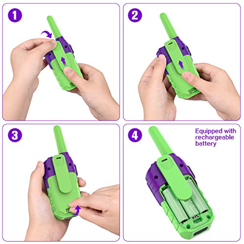 woktok Walkie Talkies Niños Recargables 8 Canales Función VOX de hasta 3 km en Area Abierta con Pantalla LCD Retroiluminada Ideal para Actividades de Aventura al Aire Libre Jugar Camping