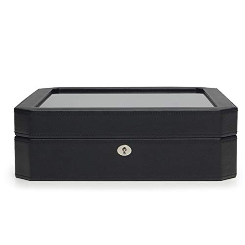 Wolf Designs 4584029 Windsor - Caja de almacenamiento para relojes (con tapa, 10 unidades), color negro