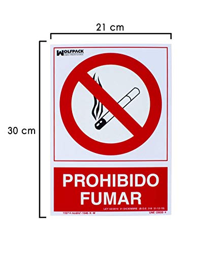 WOLFPACK LINEA PROFESIONAL 15051275 Cartel Prohibido Fumar 30x21 cm