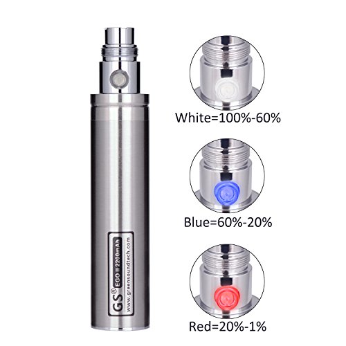 WOLFTEETH GS II 2200 mAh Enorme Batería 2015 Edition 510 cigarrillo electrónico E-Shisha cigarrillo electrónico (Plata)