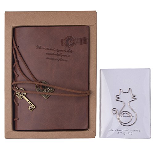 Wolintek Cuaderno de Cuero,Cuaderno de Notas Vintage Cuadernos Bonitos de Viaje con n Regalo Gratis