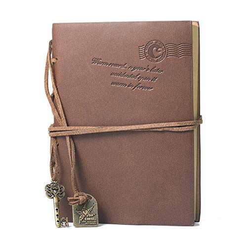 Wolintek Cuaderno de Cuero,Cuaderno de Notas Vintage Cuadernos Bonitos de Viaje con n Regalo Gratis