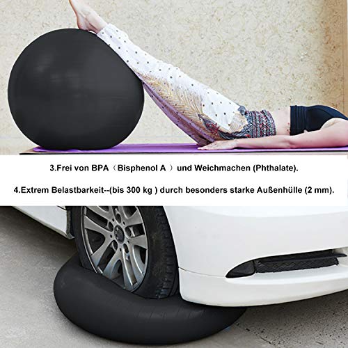 wolketon Pelota Gimnasia Pilates-Ball Capacidad Carga máxima 300kg Pelota Equilibrio pelotal Ejercicio pélvico Core Strength