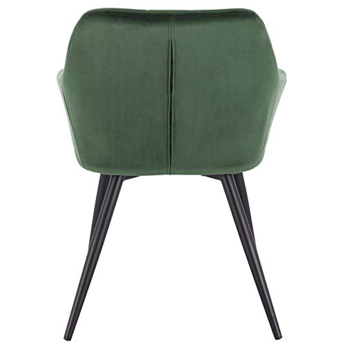 WOLTU 1x Sillas de Comedor Nordicas Estilo Vintage Juego de 1, Silla de Cocina Silla Tapizada con Reposabrazos Tapizadas en Terciopelo, Estructura de Metal, Verde Oscuro BH93dgn-1