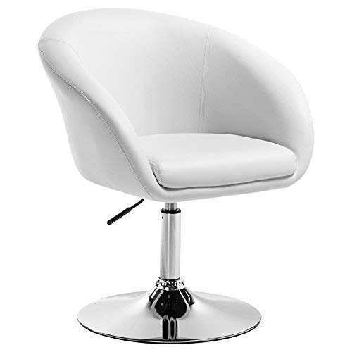 WOLTU 1x Taburete de Bar Altura Ajustable Acero Cromado, Cuero Sintético Taburete bajo Sillas Bar Taburete Peluquería Silla de Escritorio Blanco BH24ws-1