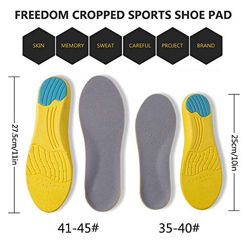 Womdee Plantillas Memory Foam Confort, Plantillas OrtopéDicas para Hombre Y Mujer,Plantillas Deportivas Hombre Gel,Senderismo,Reducir El Dolor De Pie,TamañO Cortable 35-45
