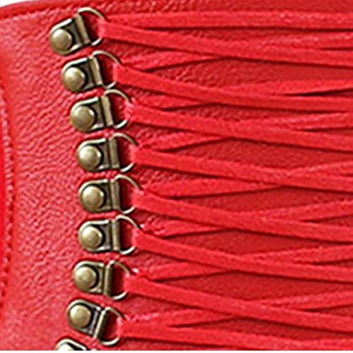Womens Cinturón De Cintura Ancha De La Vendimia Del Estiramiento Elástico Retro Del Corsé Que Adelgaza La Pretina De La Correa De Cincha Para El Vestido (Rojo)