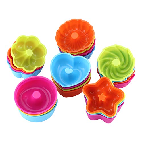 WOMGF Moldes de horneado para Magdalenas y Muffins Molde Silicona Antiadherente y Reutilizables, Silicona de Grado Alimenticio, Pack de 24