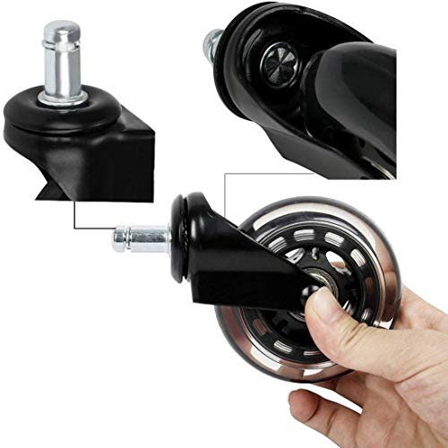 WOMGF Ruedas para Silla de Oficina Ruedas de Repuesto Caster Silencioso y Seguro para Cualquier Piso 5 Piezas, 11mm x 22 mm