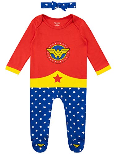 Wonder Woman Pijama Entera y Venda para Niñas Bebés Multi 0-3 Meses