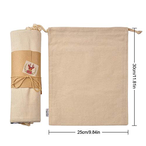 wonderday 2PCS Bolsas de Muselina de algodón, Bolsa de algodón con cordón Bolsas de Malla Reutilizables Bolsa de Almacenamiento Bolsa de Compras ecológica Verde, 20x28cm