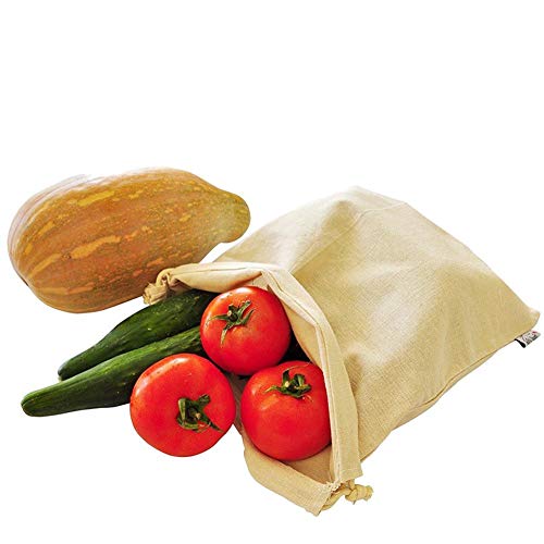 wonderday 2PCS Bolsas de Muselina de algodón, Bolsa de algodón con cordón Bolsas de Malla Reutilizables Bolsa de Almacenamiento Bolsa de Compras ecológica Verde, 20x28cm