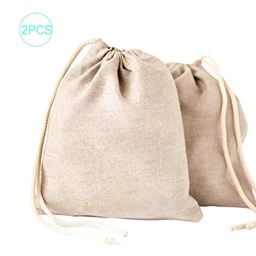 wonderday 2PCS Bolsas de Muselina de algodón, Bolsa de algodón con cordón Bolsas de Malla Reutilizables Bolsa de Almacenamiento Bolsa de Compras ecológica Verde, 20x28cm
