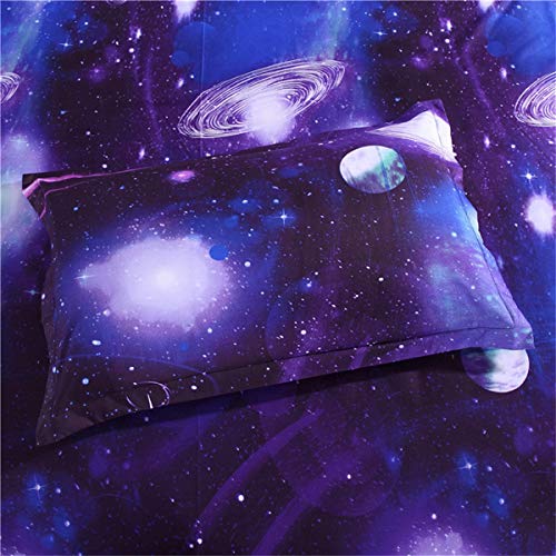 WONGS BEDDING uego de Funda de Edredón con Fundas de Almohada para Adultos y Adolescentes Tamaño Grante Diseño de Galaxia 140x200cm