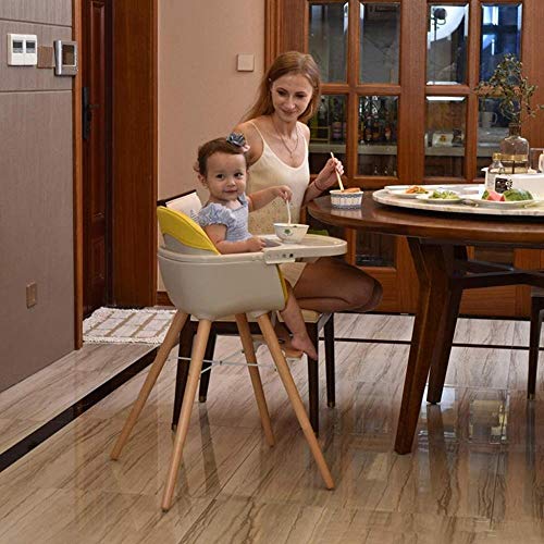 Woodtree Silla Alta for niños, multifunción Cena de Madera Maciza Mesa de heces Silla de Comedor, de alimentación del bebé cojín de Silla de Aprendizaje -L38.5 * 52 * 83.5cm (Amarillo)
