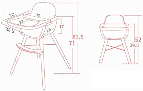 Woodtree Silla Alta for niños, multifunción Cena de Madera Maciza Mesa de heces Silla de Comedor, de alimentación del bebé cojín de Silla de Aprendizaje -L38.5 * 52 * 83.5cm (Amarillo)