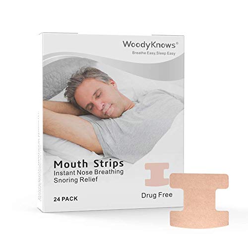 WoodyKnows - Cinta para la boca para la respiración nasal, tiras anti respiración bucal, paquete de 24