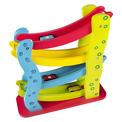 WOOMAX - Roller de madera con 4 coches (ColorBaby 42136)