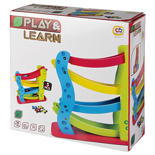 WOOMAX - Roller de madera con 4 coches (ColorBaby 42136)