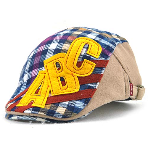 wopiaol Sombrero Gorras para niños otoño e Invierno a Cuadros algodón bebé Sol Corona niños y niñas Boina Letra ABC