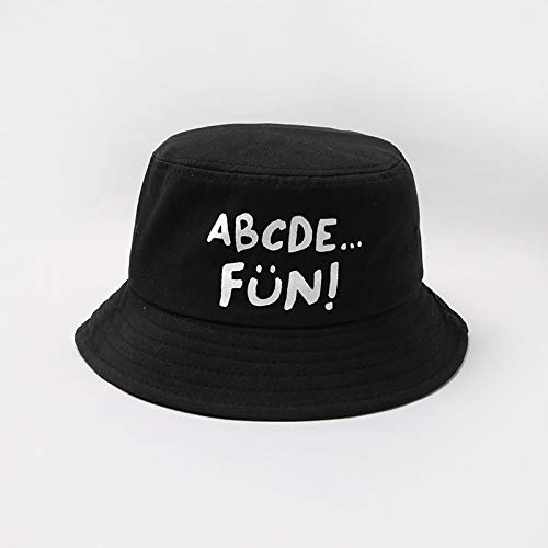 wopiaol Sombrero para niños Tendencia de Estilo otoñal Impresión de Letras Coreanas Sombrero de Lavabo Simple para niños Sombrero de Pescador de bebé de ala Grande a Prueba de Viento