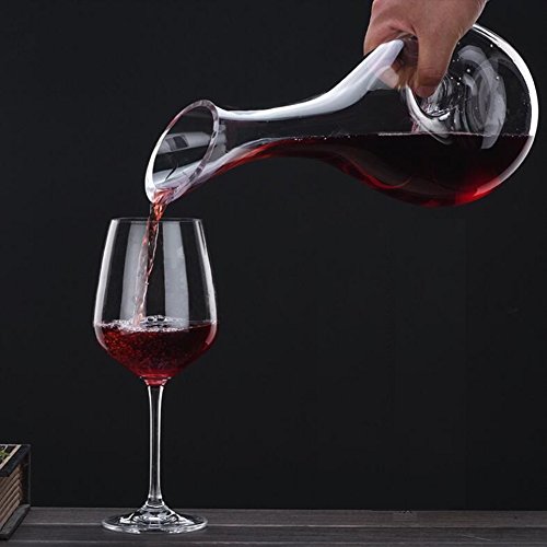 WOQO Jarra Vino, 1.2L Decantador Para Vino Por Cristal Vaso, Aireador De Vino Con Bonito Silicona Almohadilla, Accesorios De Vino