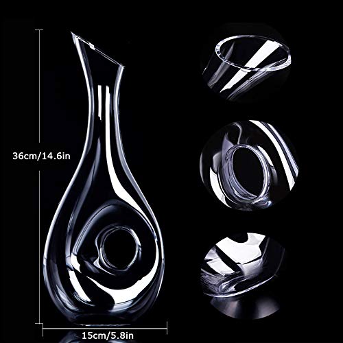 WOQO Jarra Vino, 1.2L Decantador Para Vino Por Cristal Vaso, Aireador De Vino Con Bonito Silicona Almohadilla, Accesorios De Vino