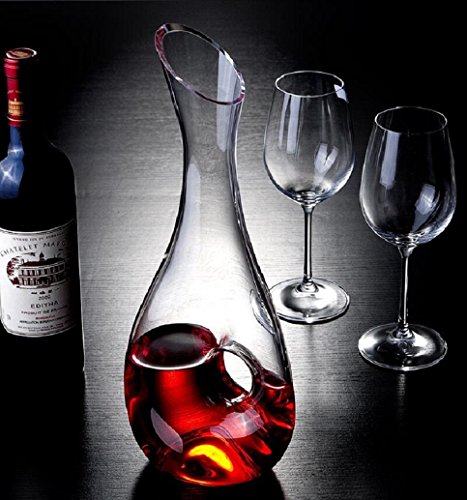 WOQO Jarra Vino, 1.2L Decantador Para Vino Por Cristal Vaso, Aireador De Vino Con Bonito Silicona Almohadilla, Accesorios De Vino