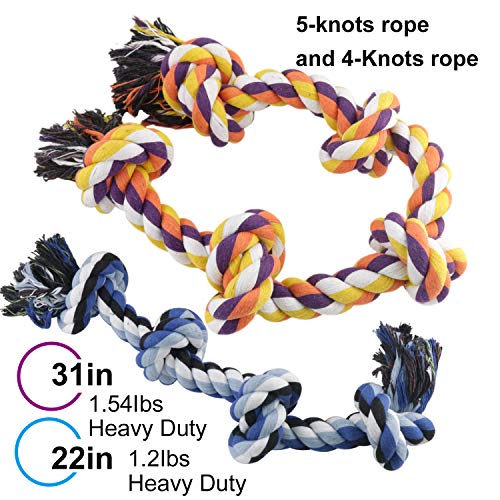 Wordcam Paquete de 2 Juguetes de Cuerda para Perros para masticadores agresivos Juguetes de Cuerda Dura para Masticar para Perros Grandes y medianos Tug War Limpieza de Dientes