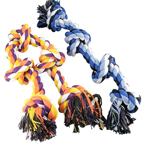 Wordcam Paquete de 2 Juguetes de Cuerda para Perros para masticadores agresivos Juguetes de Cuerda Dura para Masticar para Perros Grandes y medianos Tug War Limpieza de Dientes