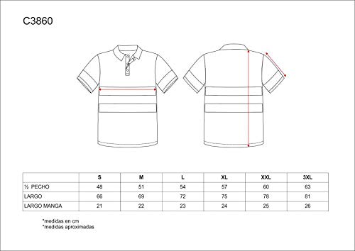 Work Team Polo Combinado Alta Visibilidad Manga Corta. Cintas Reflectantes Torso y Mangas. EN ISO 20471:2013 Hombre Amarillo A.V.+ Rojo L