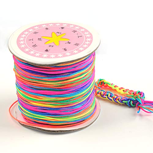WOWOSS 110m Cuentas Hilo Collar Cordón Cuentas Hilo Pulsera 1 mm para Pulseras Collares Joyas Artesanía，Pelo Cuerda Decoracion (Multicolor)