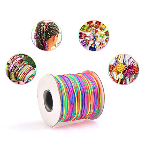 WOWOSS 110m Cuentas Hilo Collar Cordón Cuentas Hilo Pulsera 1 mm para Pulseras Collares Joyas Artesanía，Pelo Cuerda Decoracion (Multicolor)