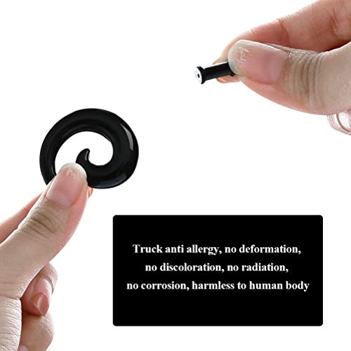 WOWOSS 9 Pares de Expansores de Túnel de Silicona y 9 Pares de Espaciador de Oreja en Forma de Espiral Negro