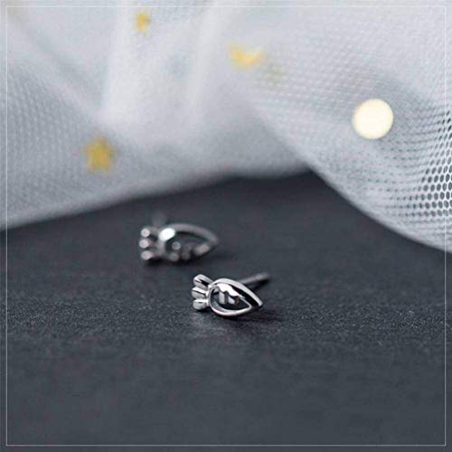 WOZUIMEI Pendiente Colgante Eardrop Stud Pendiente S925 Pendientes de Plata Mujer Pendientes Zanahoria Hueco Lindo Mini Rábano Oreja Joyería para Mujeres
