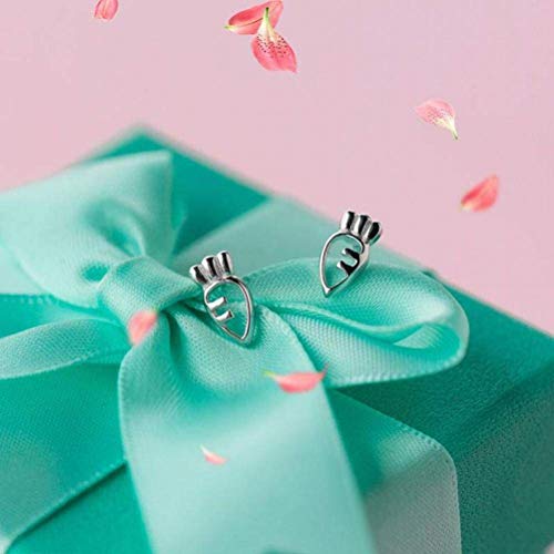 WOZUIMEI Pendiente Colgante Eardrop Stud Pendiente S925 Pendientes de Plata Mujer Pendientes Zanahoria Hueco Lindo Mini Rábano Oreja Joyería para Mujeres