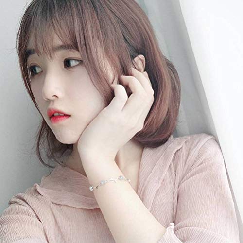 WOZUIMEI S925 Pulsera de Plata Esterlina Pulsera de Cristal de Fresa Pulsera de Plata Esterlina Aguamarina Femenina Truco de Cristal Flor de Durazno Pulsera de Rama de Árbol Simpleocéano azul, Plata