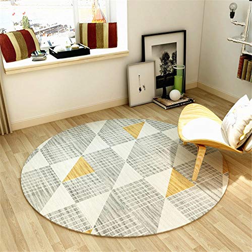 WQ-BBB Duradero sin desvanecimiento Alfombras Geometría Redonda Gris jarapas glabro Blanco Amarillo alfonbras Lavable Habitacións La Alfombra Manta de Juegos Bebe 160X160cm