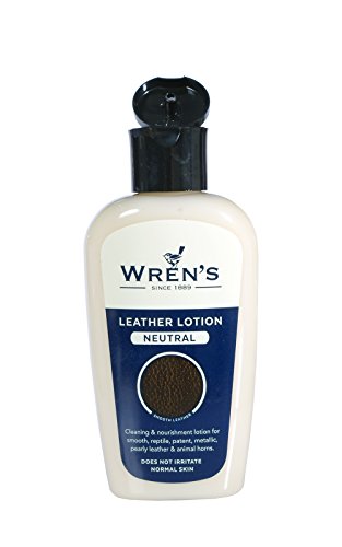 Wren’s Loción para el cuero - Cuidado de bolsos, restauración limpia y nutrir el cuidado del cuero, calidad y prestigio desde 1889, para todos los colores, Botella práctica, 125 ml - 4.22 fl oz.