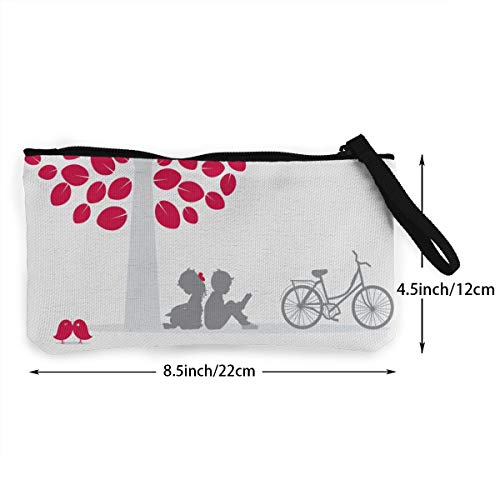 Wrution - Monedero de Lona con Cremallera para Leer, Libro, bajo el árbol, tamaño pequeño, Portable, Gran Capacidad, Personalizable