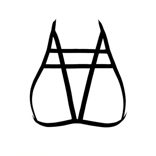 Wtohe - Sexy mujer calado elástico jaula sujetador vendaje sin tirantes espalda sujetador medias- para Mujer