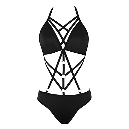 Wtohe - Sujetador de encaje de arco iris para mujer Sujetador de corsé Algodón Fino Sujetador delgado Sin respaldo Sexy Deep V Belt Set - para Mujer